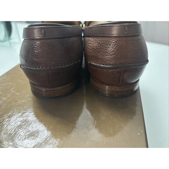 Gucci Men Auth G 8.5 US 9 Brown Leather Loafers Dress Shoes main image 4